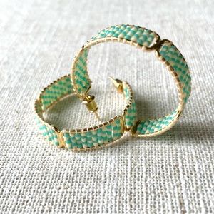 ANTHROPOLOGIE Beaded gold hoops